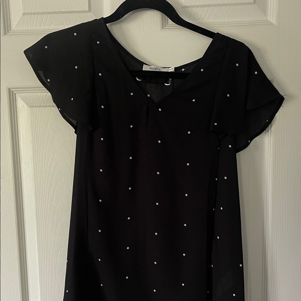Black Top with White Polka Dots